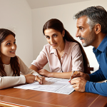 **

An Italian family sitting at a table with a friendly actuary. The actuary is reviewing insurance policies with them, pointing out key aspects. The scene is warm and inviting, emphasizing financial well-being and security. The background shows a modern Italian home setting.

**