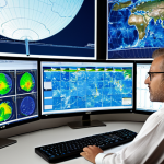 **

A sophisticated actuary, surrounded by complex statistical models on multiple monitors, analyzing climate risk data related to extreme weather events. The scene should convey a sense of deep concentration and the use of technology for risk prediction and mitigation.

**