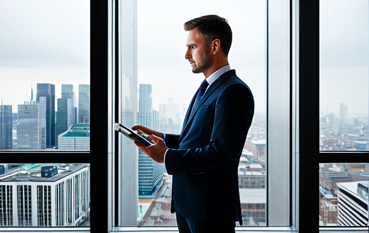 보험계리사와 생명보험 리스크 - Actuary & Climate Change**

A professional actuary, mid-career, standing in a modern office with lar...