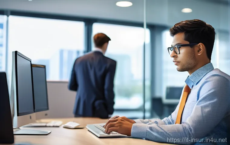 보험계리사 신입 업무 적응법 - **Prompt: Data-Driven Actuarial Insights in a Modern Office**
    A young, diverse actuary, appearin...