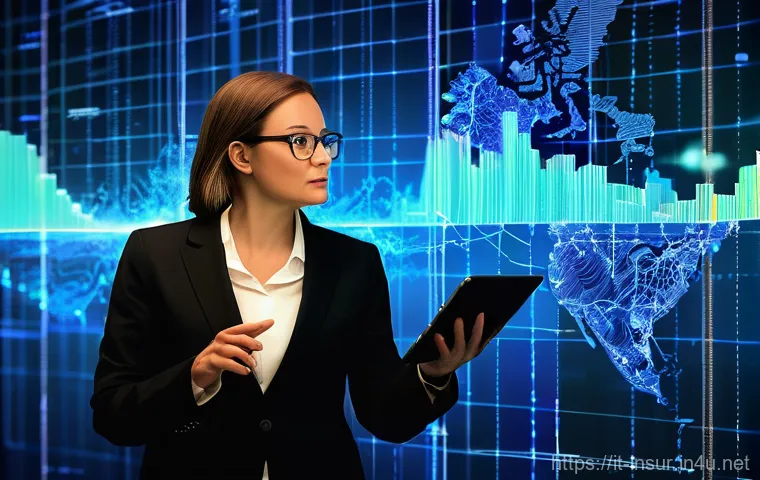 보험계리사와 데이터 기반 의사결정 - **Prompt 2: Human-AI Collaboration in Actuarial Analysis**
    "A male actuary, wearing professional...