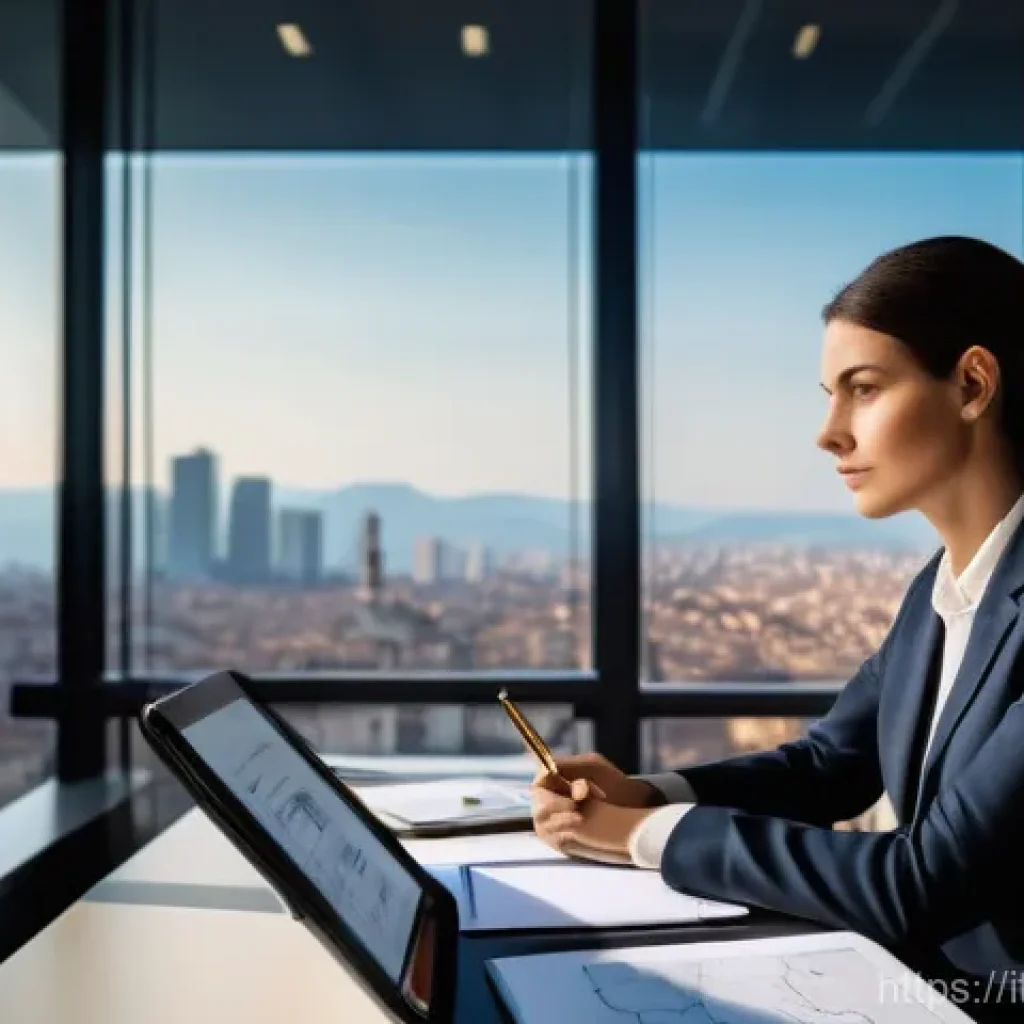 보험계리사와 크레딧 리스크 - **Prompt:** "An Italian actuary, male or female, in a modern, well-lit office, with large windows ov...