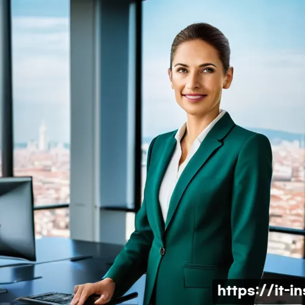 보험계리사와 신상품 개발 사례 - **Prompt:** A modern, professional Italian actuary, male or female, mid-career, wearing smart busine...