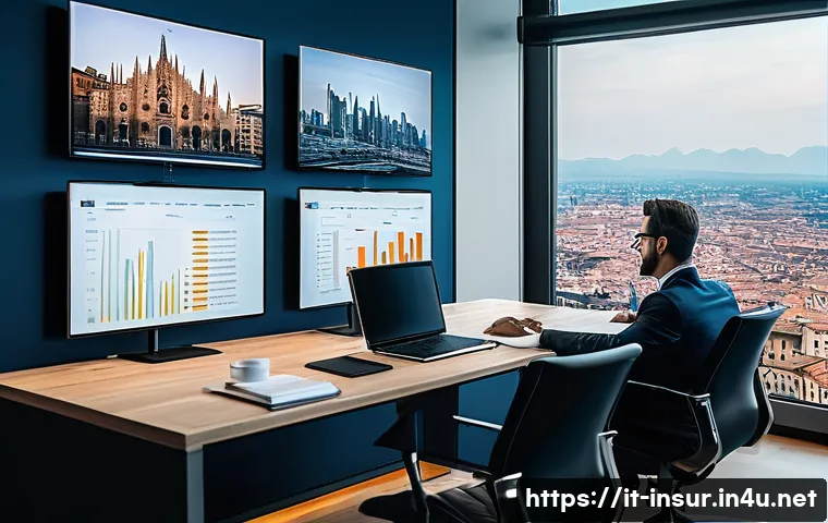 보험계리사와 고객 가치 창출 전략 - A modern Italian insurance office setting where a professional actuary collaborates with financial c...