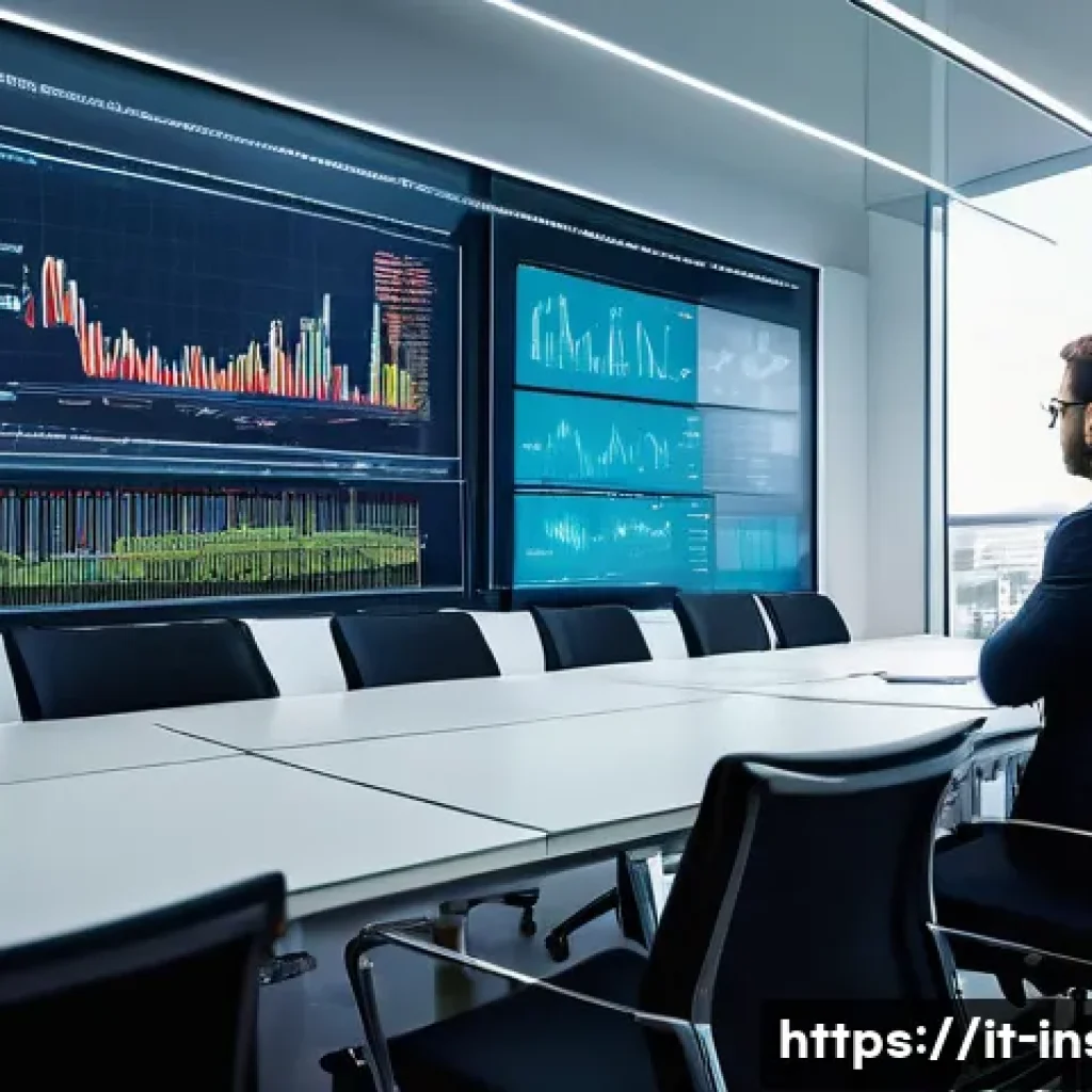 보험계리사와 보험사 경영 분석 - A modern office scene depicting an actuary at work in Milan, Italy, surrounded by multiple computer ...