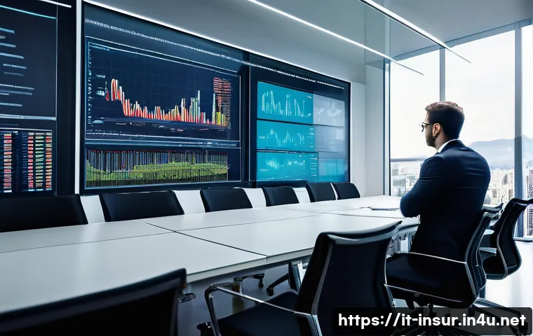 보험계리사와 보험사 경영 분석 - A modern office scene depicting an actuary at work in Milan, Italy, surrounded by multiple computer ...