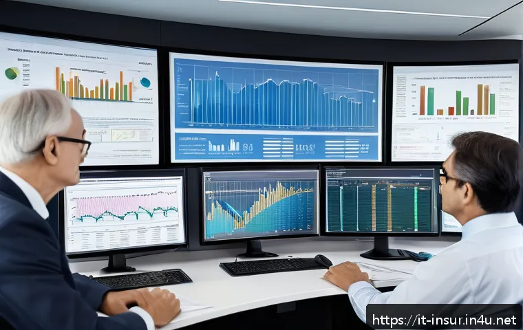 보험계리사와 퇴직연금 제도 - A detailed professional office scene showing Italian actuaries and financial advisors analyzing comp...