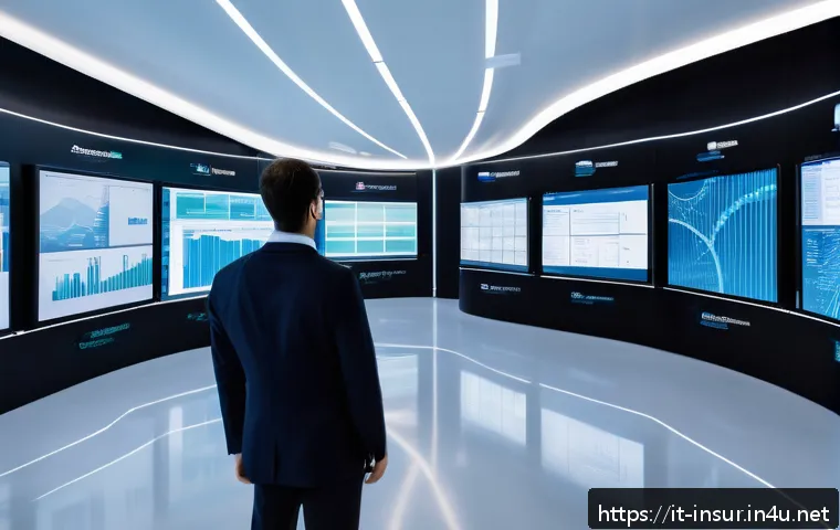 보험계리사와 비용 최적화 사례 - A futuristic insurance office setting in Milan, Italy, showcasing actuaries working with large trans...