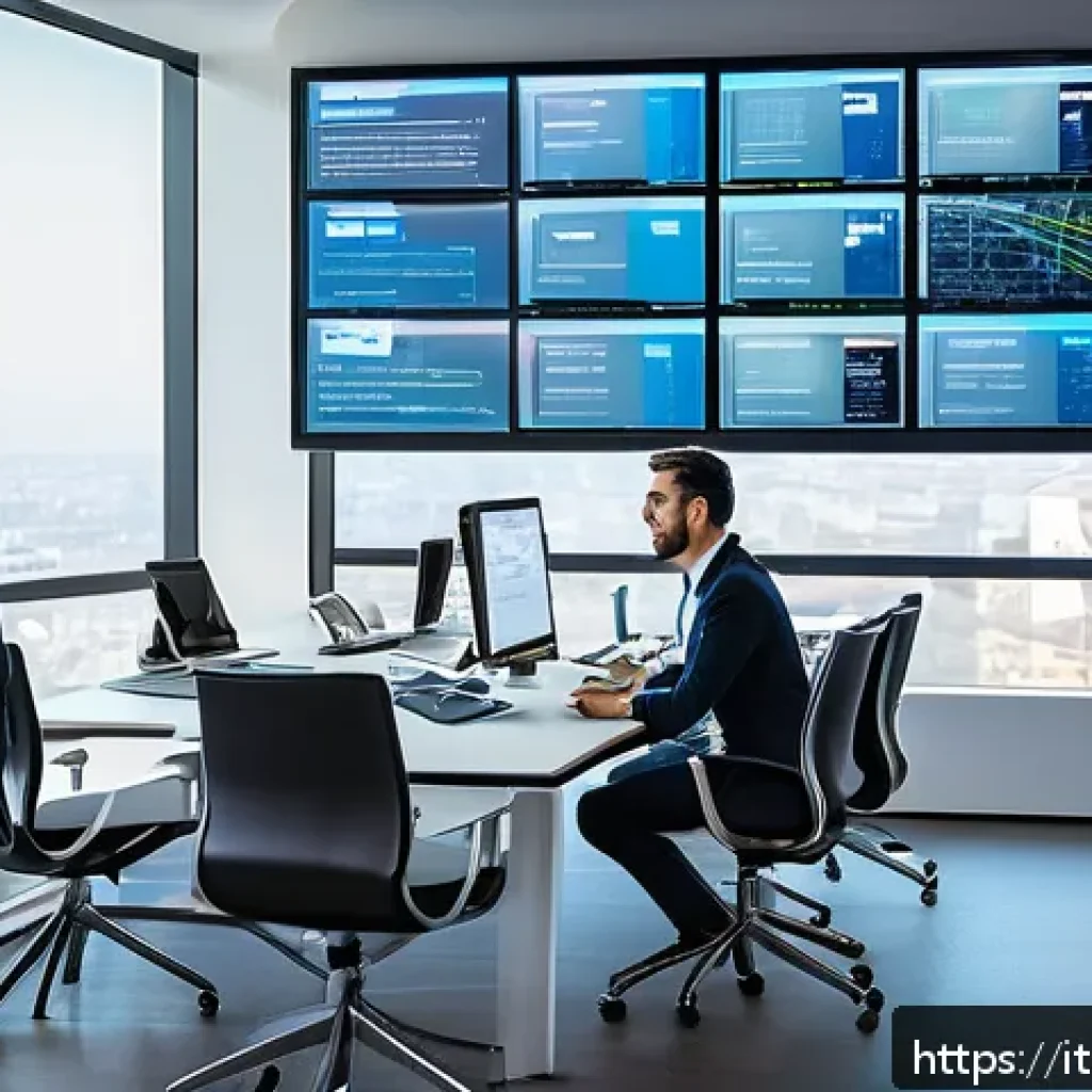 보험계리사와 실무 통계 프로그램 - A modern insurance office environment showcasing actuaries at work with multiple large digital scree...