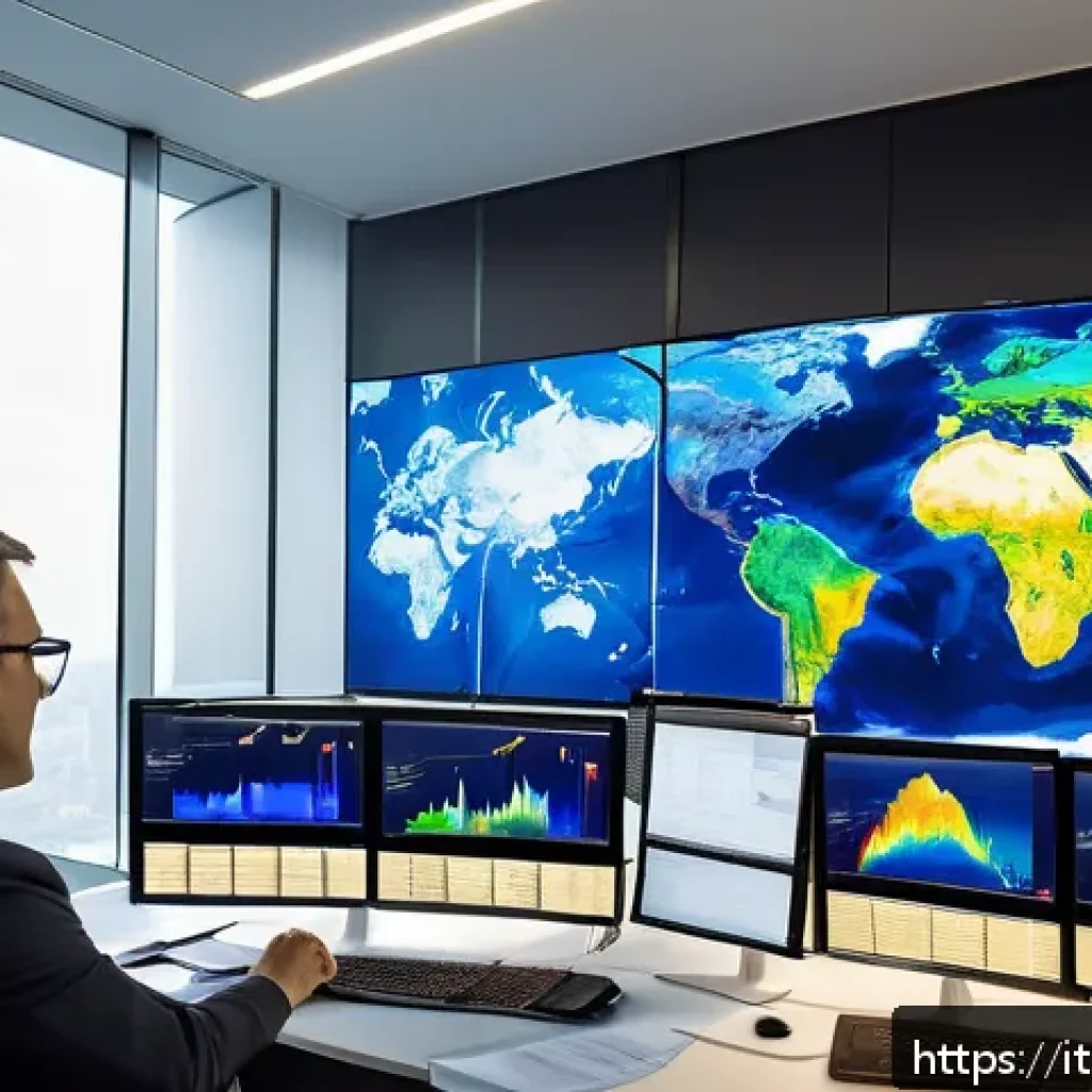 보험계리사와 재보험 활용법 - A modern insurance actuary office scene featuring a diverse team of professionals analyzing real-tim...