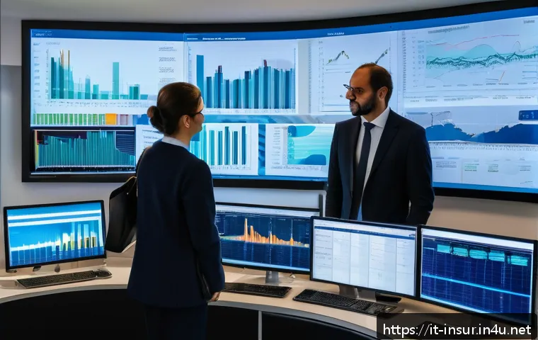 보험계리사와 수익성 중심 경영 - A modern insurance actuary office scene in Milan, Italy, featuring a diverse team of professionals a...