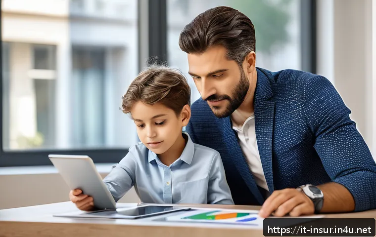 보험계리사와 보험 컨설팅 사례 - A professional financial advisor in a modern office setting, engaging with a young Italian family wi...